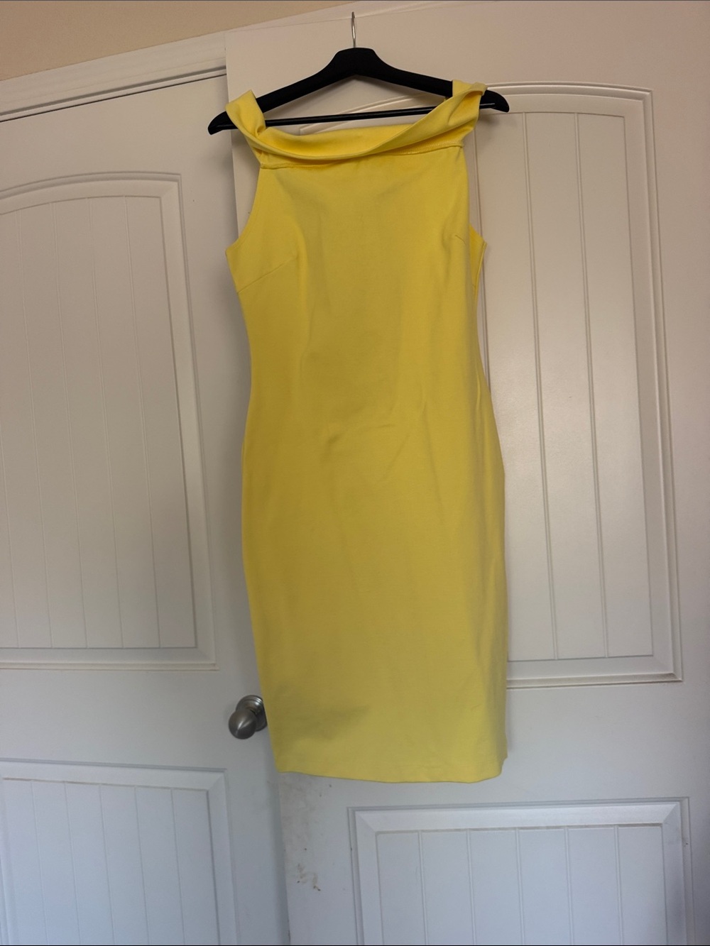 Yellow Off-Shoulder Sheath Dress